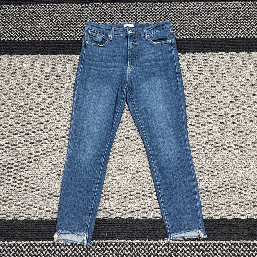 Good American Good Waist Step Hem Jeans Women’s Sz 12/31 High Rise Y2K Slimming